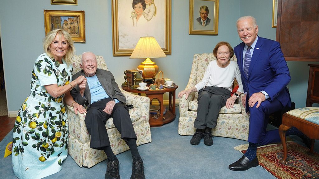First Lady Dr. Jill Biden, Former First Lady Rosalynn Carter, Former President Jimmy Carter, and President Joe Biden