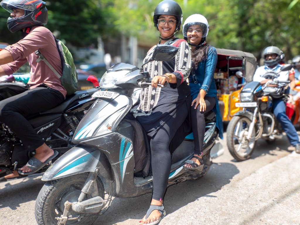 Women scooter riders in Chennai, India