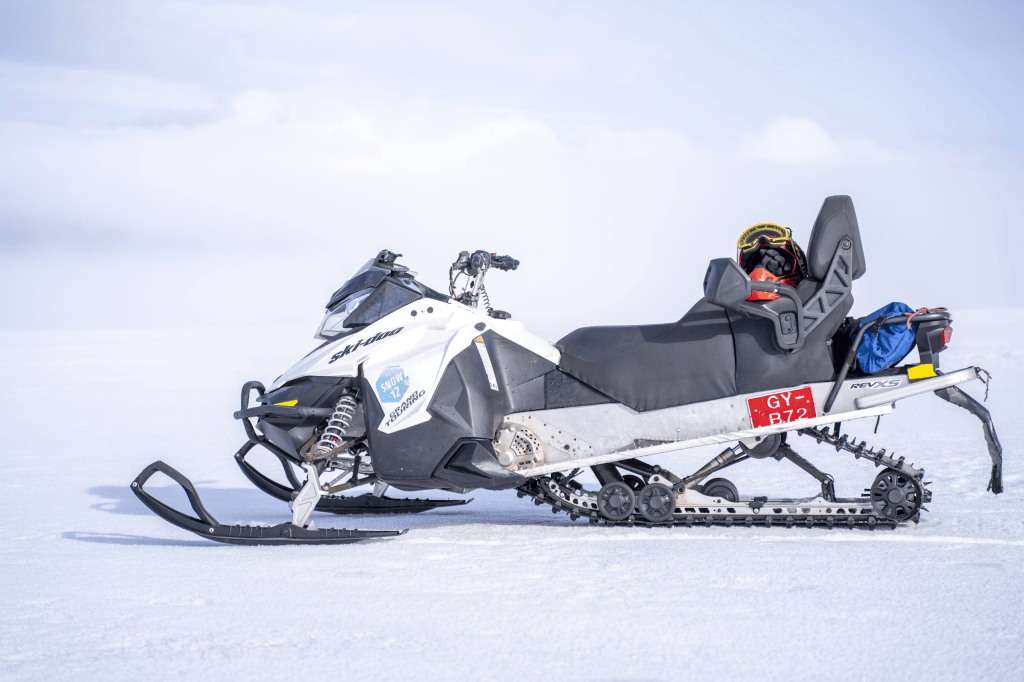 A snowmobile on the glacier