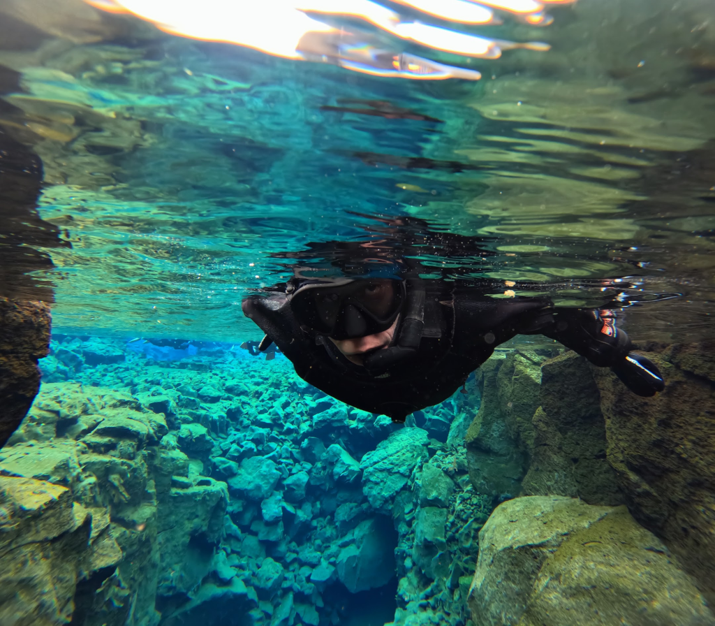Snorkeling between tectonic plates.
